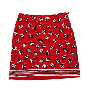 Talbots Art Ladybug Novelty Print Women 12  Pencil Skirt Retro Whimsical Cotton